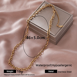 Golden Vintage stainless steel layered snake chain necklace for women with elegant design
