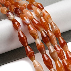 Red Agate Натуральный красный полосатый агат/нити полосатого агата, окрашенные, двухконусные, 14~15x6 мм, отверстие : 1 мм, около 25~26 шт / нитка, 14.57~15.16'' (37~38.5 см)