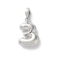 Платина Латунные подвески, числовые прелести, стойки покрытие, долговечный, без свинца и без кадмия, платина, 14.5x10.5x3.5 мм, отверстие : 4x2.5 мм