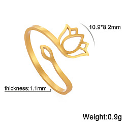 Золотой Лотос 304 открытые кольца-манжеты из нержавеющей стали для женщин, золотые, внутренний диаметр: регулируемый
