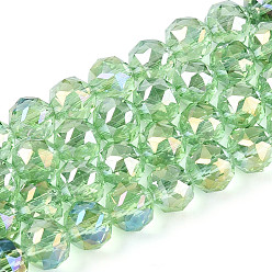 Темный Морско-зеленый Нити из прозрачных круглых бусин с цветным покрытием ab, граненые, темно-зеленый, 7.5~8.5x7~7.5 мм, отверстие : 1.2~1.6 мм, около 25~26 шт / нитка, 6.89~7.48'' (17.5~19 см)