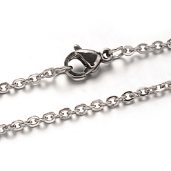 Нержавеющая Сталь Цвет Устойчивые к потускнению 304 ожерелья из нержавеющей стали с цепочкой, с карабин-лобстерами , цвет нержавеющей стали, 17.7 дюйм (45 см), 1.3 мм