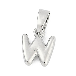 Letter W Латунь прелести, буквы, без кадмия и без свинца, долговечный, стойки покрытие, Буква W, 10x8x2.5 мм, отверстие : 3x5 мм