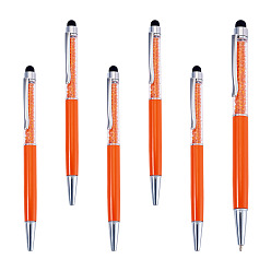Оранжевый 5шт. пластиковая шариковая ручка, с кристаллом внутри, оранжевые, 146x13x9.5 мм
