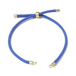 Dodger Blue 3MM Adjustable Round Nylon Braided Cord Bracelet Making, with Golden Brass Findings, Fit for Connector Charms, Dodger Blue, 8.66 inch(22cm), Hole: 1.5mm