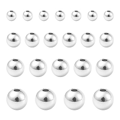 Платина 200 шт. 4 стили стойки гальванопокрытие и вакуумное покрытие pvd латунные круглые распорные бусины, металлические находки для поставок ювелирных изделий, платина, 3~6 мм, отверстие : 1.5 мм, 50 шт / стиль