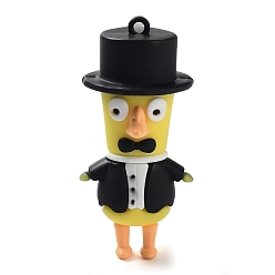 Черный Пластиковые большие подвески из пвх, утка, чёрные, 66x31.5x33 мм, отверстие : 3 мм