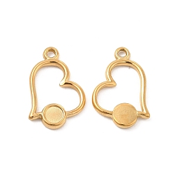 Настоящее золото 18K Ионное покрытие (ip) 304 подвески из нержавеющей стали, сердце с круглым подносом, реальный 18 k позолоченный, 14x16x2 мм, отверстие : 1.6 мм, лоток : 4 мм