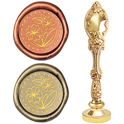 Цветок DIY альбом, латунная сургучная печать и ручки из сплава, цветочным узором, 103 мм, штампы: 2.5x1.45 см