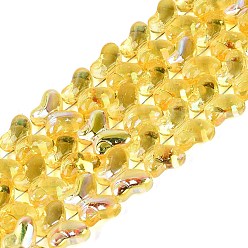 Gold Baking Paint Electroplate Transparent Glass Beads Strands, Butterfly, AB Color Plated, Gold, 10x14.5x5.5mm, Hole: 0.8~1mm, about 56~61pcs/strand, 16.73~18.31 inch(42.5~46.5cm)