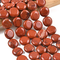 Красный Камень Натуральные красные яшмы бусы пряди, плоско-круглые, 15~15.5x6 мм, отверстие : 0.8~1 мм, около 26 шт / нитка, 15.55~15.71 дюйм (39.5~39.9 см)