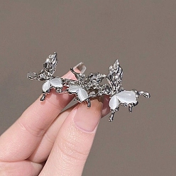 Платина Заколки для волос из кожи аллигатора кошачий глаз, аксессуары для волос для женщин и девочек, бабочка, платина, 68x40 мм