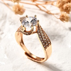 Золотой Кольца для женщин с микропаве из латуни и прозрачными кубическими цирконами, без кадмия и без свинца, долговечный, золотые, 9 мм, внутренний диаметр: 18 мм