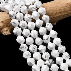 Говлит Природные Говлит бисер нитей, звезды вырезать круглые бусы, граненые, 7~8x7~8x7~8 мм, отверстие : 1 мм, около 46~47 шт / нитка, 14.72''~15'' (37.4~38.1 см)