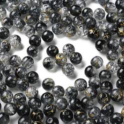 Черный Прозрачных бусин акриловые треск, волочильных стиле, круглые, два тона, чёрные, 8x7.5 мм, отверстие : 2 мм, 1923 шт / 500 г