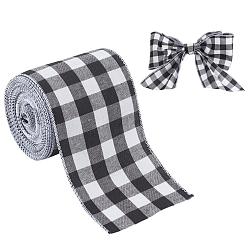 Noir Ruban polyester, ruban tartan, pour emballage cadeau, décoration artisanale arcs floraux, noir, 4 pouces (100 mm), environ 9 m / bibone 