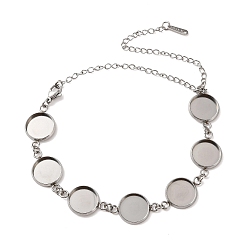 Stainless Steel Color Non-Tarnish 304 Stainless Steel Bracelet Making, with Flat Round Tray, Stainless Steel Color, 9.45 inch(24cm), Tray Size: 12mm