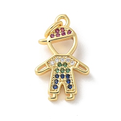 Настоящее золото 18K Латунные микро проложить кубического циркония подвески, без кадмия, без никеля и без свинца, прелести мальчика, с целью перехода в кольце, реальный 18 k позолоченный, 19x11.5x2 мм, отверстие : 3.4 мм