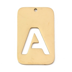Letter A 304 подвески из нержавеющей стали, прямоугольник с буквой, ионное покрытие (ip), реальный 18 k позолоченный, буква a, 33x20x1.5 мм, отверстие : 1.8 мм