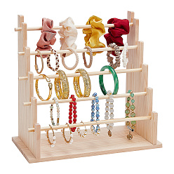 Папайя Оранжевый 5-ярусные деревянные подставки для резинок для волос, подставки для органайзеров для аксессуаров для волос, papayawhip, 31.5x15x30 см