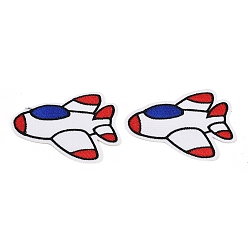 Разноцветный Полиэстер, компьютерная вышивка, нашивки, пришивные и приклеиваемые утюгом., самолет, аппликации нашивки, красочный, 73x49.5x1.5 мм