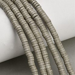 Dark Khaki Natural Agate Beads Strands, Dyed, Heishi Beads, Flat Round/Disc, Dark Khaki, 4.5x1.5mm, Hole: 0.7mm, about 270pcs/strand, 15.75''(40cm)