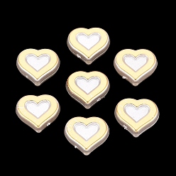 Marfil Cuentas de perlas de imitación de plástico abs, metal dorado enlaced, corazón, blanco cremoso, 12.5x14.5x5 mm, agujero: 1.8 mm, Sobre 820 unidades / 500 g