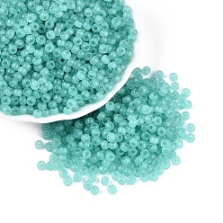 Бирюза 6/0 прозрачный внутри цветной стеклянный бисер, рондель, круглое отверстие, бирюзовые, 4x3 мм, отверстие : 1.2~1.5 мм, Около 6080 шт / фунт