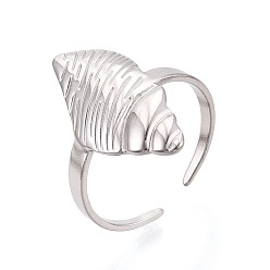 Нержавеющая Сталь Цвет Регулируемые 304 манжеты из нержавеющей стали с открытыми кольцами для женщин, форма раковины, цвет нержавеющей стали, 22.5 мм, внутренний диаметр: 18 мм