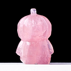 Розовый Кварц Тема хэллоуина натуральный розовый кварц тыква человек скульптура дисплей украшения, для домашнего офисного стола, 60x40 мм