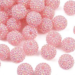 Pink AB-цвет смолы горный хрусталь бисер, с акриловыми круглыми бусинами внутри, для жевательной резинки ювелирных изделий, розовые, 20x18 мм, отверстие : 2~2.5 мм