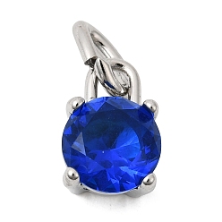 Средно-синий Тема "камень дня рождения" на сентябрь 304 подвески из нержавеющей стали, круглые, с k 9 стеклом, полировка, с целью перехода в кольце, граненые, цвет нержавеющей стали, светло-синий, 10.5x7x6 мм, отверстие : 2.2x4.4 мм