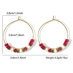 Colorido Pendientes de aro bohemios coloridos con cuentas de piedra natural para mujer., Pendientes de aro de acero inoxidable, dorado, colorido