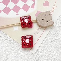 Темно-Красный Эмалированные бусины из сплава ко Дню святого Валентина, квадрат с сердцем, темно-красный, 11x11 мм, отверстие : 1.8 мм