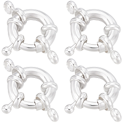 Посеребрённый 12шт. латунные пружинные застежки-кольца, кольцо, 925 серебро покрытием, 24x19.5x5.5 мм, отверстие : 2.2 мм