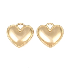 Golden Alloy Pendants, Heart Charms, Rack Plating, Cadmium Free & Lead Free, Golden, 19.5x19x5mm, Hole: 3.5x4mm