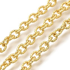 Настоящее золото 18K Латунные кабельные цепи, пайки, с катушкой, без свинца и без кадмия, долговечный, стойки покрытие, овальные, реальный 18 k позолоченный, 6x5x1 мм