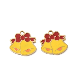 Колокол Рождество 304 эмалированные подвески из нержавеющей стали, реальный 14 k позолоченный, колокол, 14x15x1.5 мм, отверстие : 1.8 мм