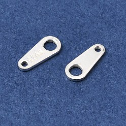 Серебро 925 стерлингового серебра ссылки, цепи вкладки, с печатью 925, серебряные, 7x3x0.5 мм, отверстие : 0.5~2 мм