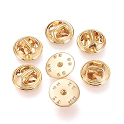 Золотой 304 из нержавеющей стали значок нагрудным назад бабочки муфтами, фурнитура для броши, золотые, 12x5 мм, отверстие : 1.6 мм