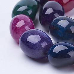 Colorful Natural Agate Bead Strands, Dyed, Oval, Colorful, 16~20x13~17mm, Hole: 2mm, about 20~21pcs/strand, 14.9 inch~15.1 inch