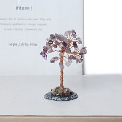 Аметист Натуральные аметистовые чипсы дерево жизни украшения, Медная проволока, энергетический камень по фен-шуй, подарок для украшения домашнего рабочего стола, 90 мм