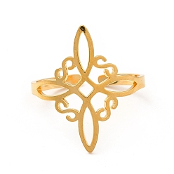 Золотой 304 открытый манжет из нержавеющей стали с матросским узлом, полое широкое кольцо для мужчин и женщин, золотые, размер США 10 (19.8 мм)