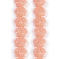 Легкий Лосось Нити резных бусин синтетического коралла, формы раковины, светлый померанцевый, 11~11.5x9x6.5 мм, отверстие : 1 мм, около 30 шт / нитка, 10.71'' (27.2 см)