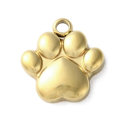 Золотой 304 прелести нержавеющей стали, подвеска с изображением собачьей лапы, вакуумное покрытие pvd, золотые, 12.5x12x3 мм, отверстие : 1.6 мм