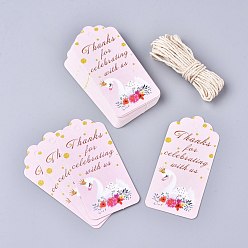Wort Geschenkanhänger aus Papier, Tags hängen, mit Baumwollkordel, für Hochzeit / Valentinstag / Erntedank, Rechteck, Wort, 9.5x4.5x0.05 cm, Loch: 5.3 mm, 50 PC / Satz