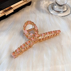 Светло-Коралловый Сплав с тканевым шнуром заколки для волос, аксессуары для волос для женщин и девочек, свет коралловый, 55x115 мм