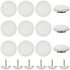 Белый 36шт. плоские круглые тканевые колпачки для ногтей, с алюминиевой заклепкой, аксессуары для шляп, платина, белые, 17x7.5 мм, отверстие : 1 мм