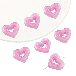 Бледно-Розовый 5 шт прозрачные акриловые бусины, бусина в бусине, сердце, розовый жемчуг, 20x23 мм