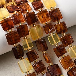 (52) Непрозрачная лаванда Янтарные шарики нити, квадратный, с бисером, разноцветные, 7~9.5x7~9.5x3~5 мм, отверстие : 0.8 мм, около 39~40 шт / нитка, 15.08''~15.28'' (38.3~38.8 см)